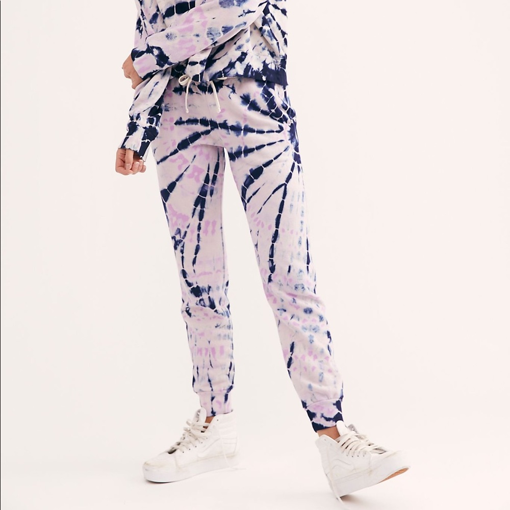 Free People Lavender and Navy Tie-Dye Joggers